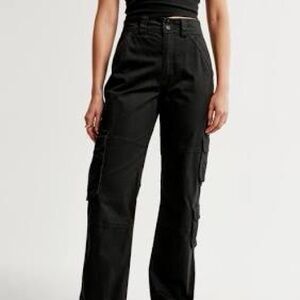 Abercrombie Black Relaxed Cargo Trousers